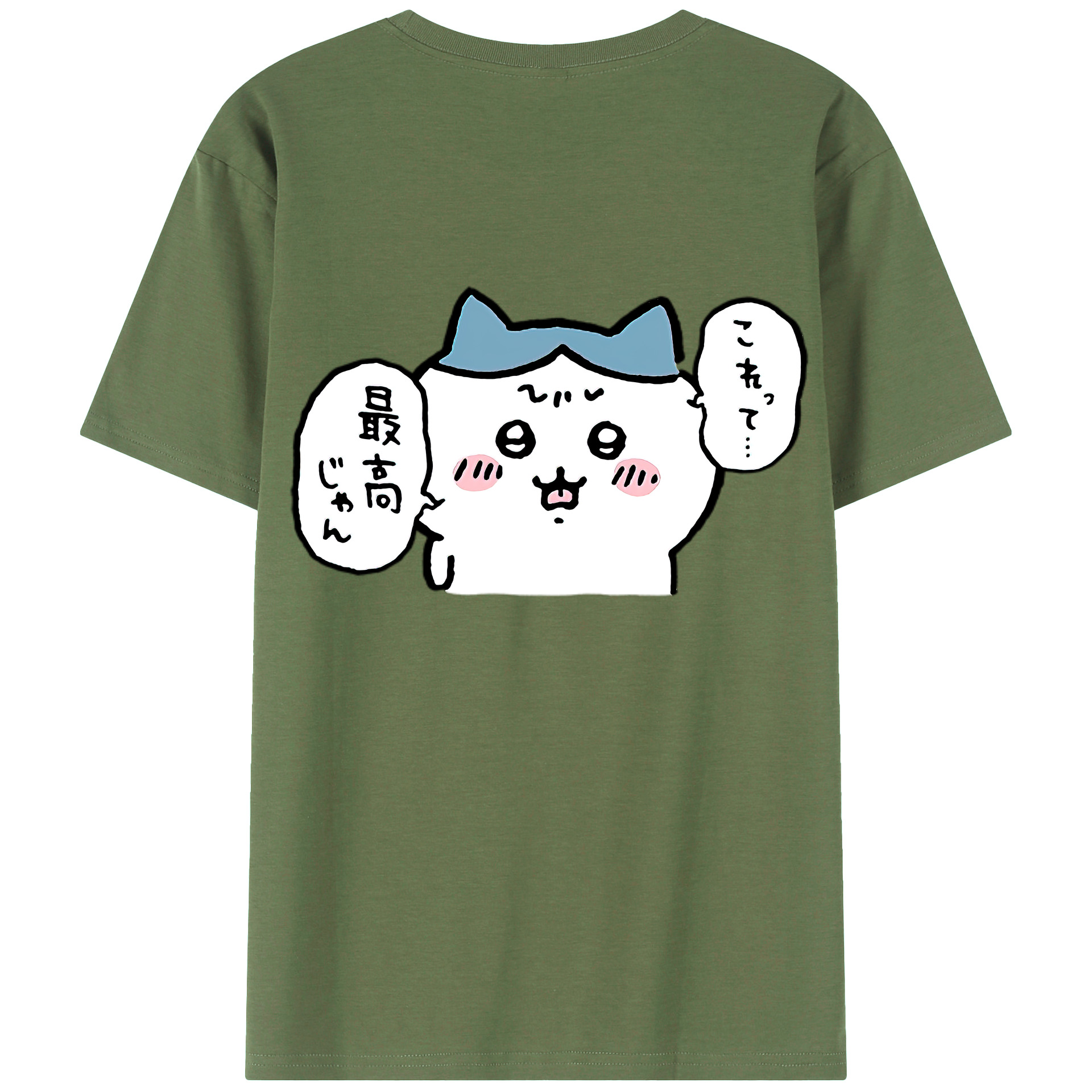 （画像用） ちいかわ ハチワレ Chii-kawa hachiware 綿100％ メンズ半袖Tシャツ（バックプリント） 通気性